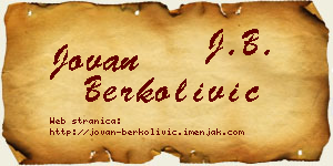 Jovan Berkolivić vizit kartica